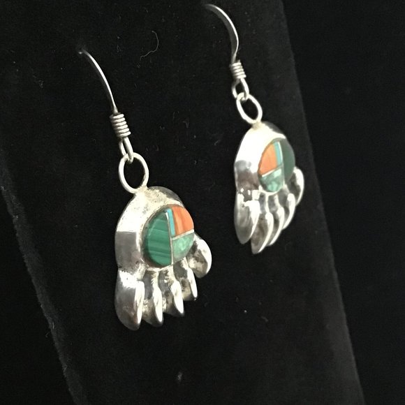 Sterling Silver Vintage Drop Navajo Earrings - Picture 5 of 9